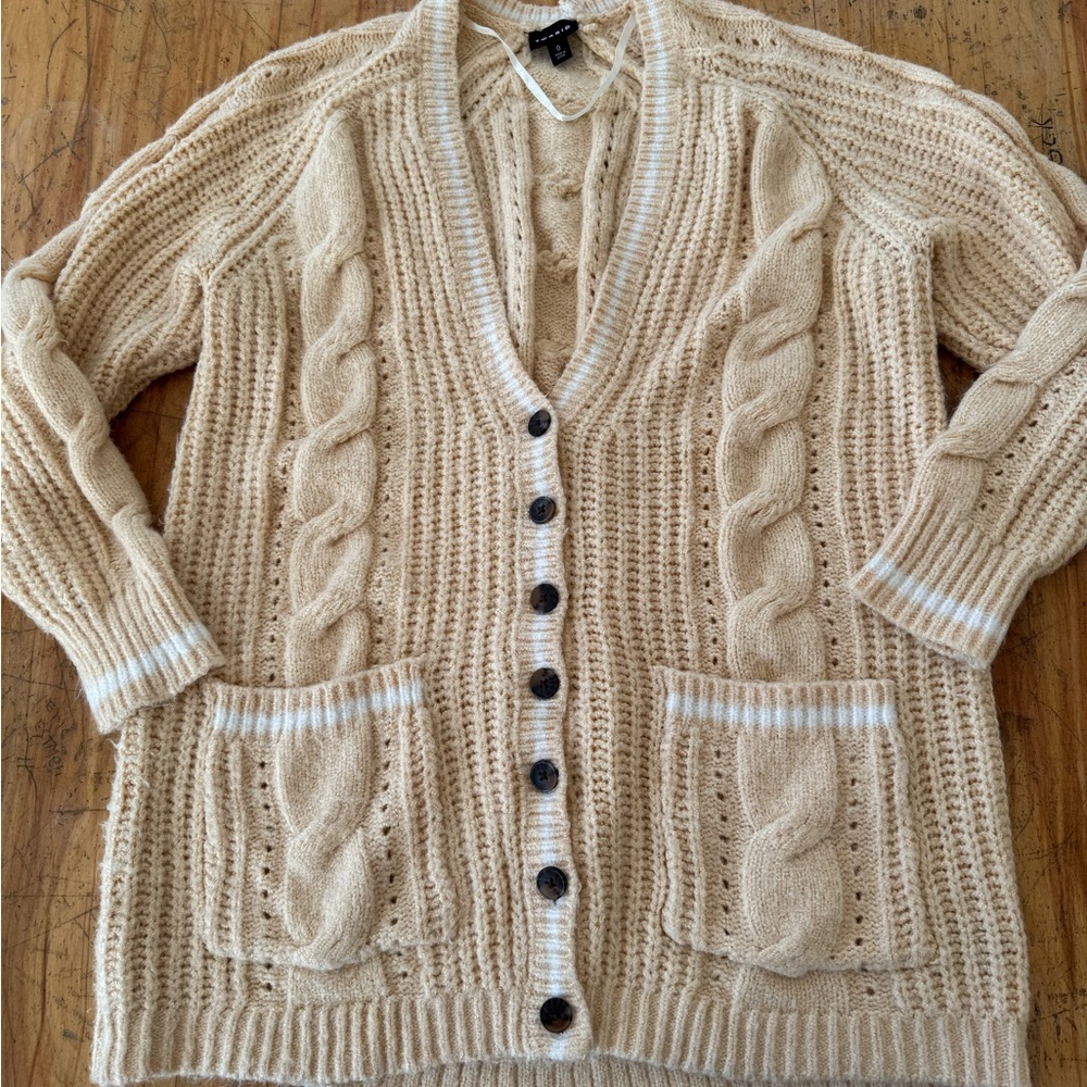 Torrid Cable Knit Oversized Cardigan Sweater Sz 0 / Large Butter Yellow Preppy
